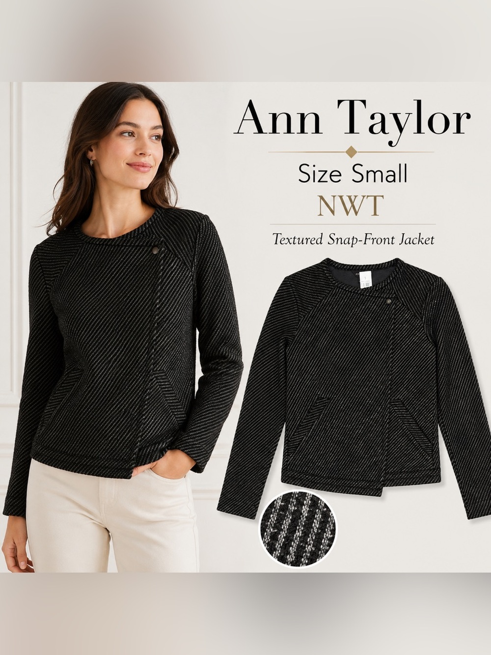 Ann Taylor Textured Snap-Front Jacket Size Small NWT Work Interview